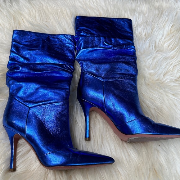 NIB AMINA MUADDI Metallic blue boots - Picture 2 of 9